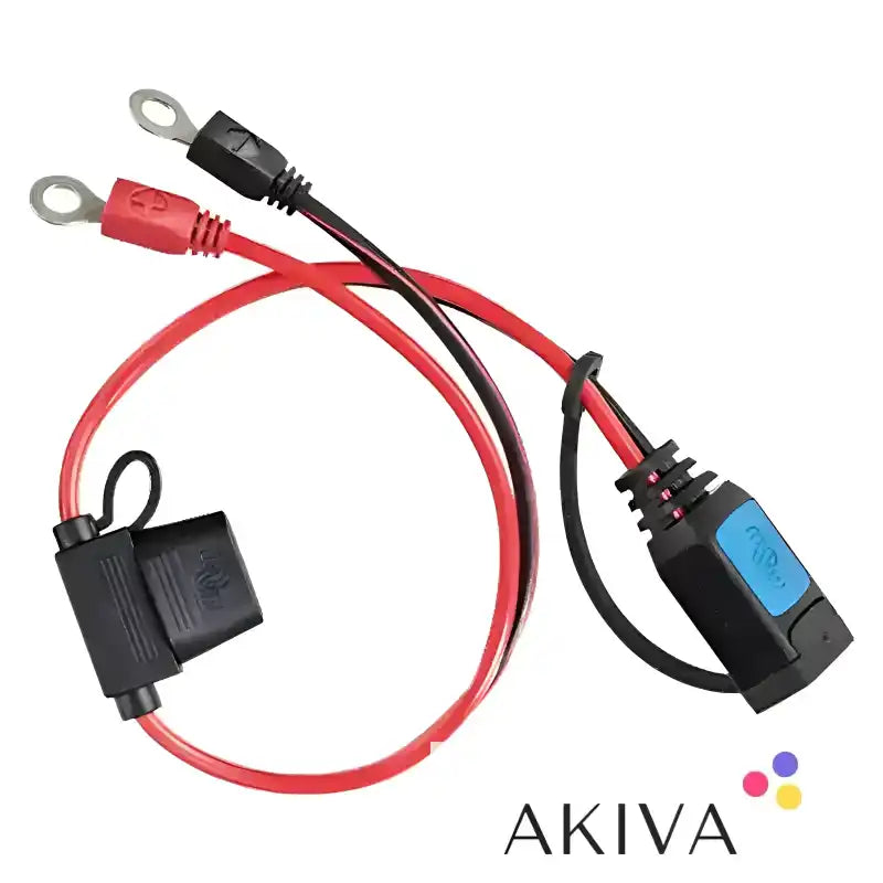 Battery charger pigtail with ring terminals and 30A ATO fuse eyelet connector