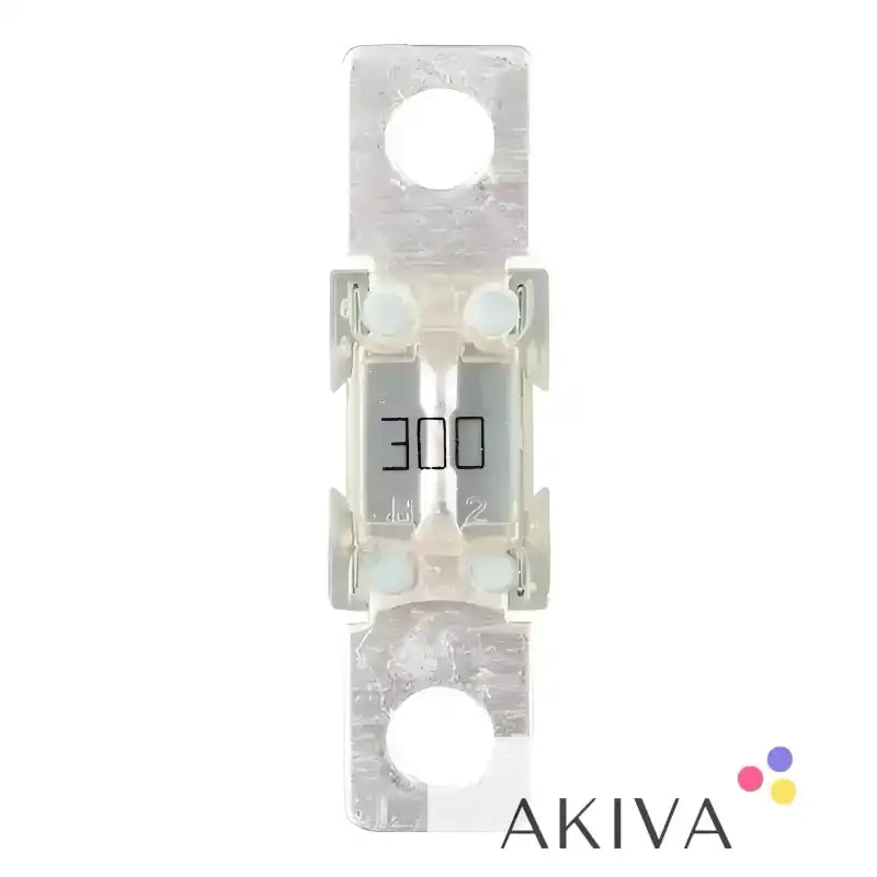 Silver-toned 300-amp fuse for MEGA-fuse 300A 58V-48Vprod electrical applications