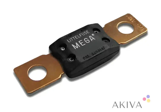 Littelfuse mega fuse 300A 80V holder with copper terminals and black plastic body