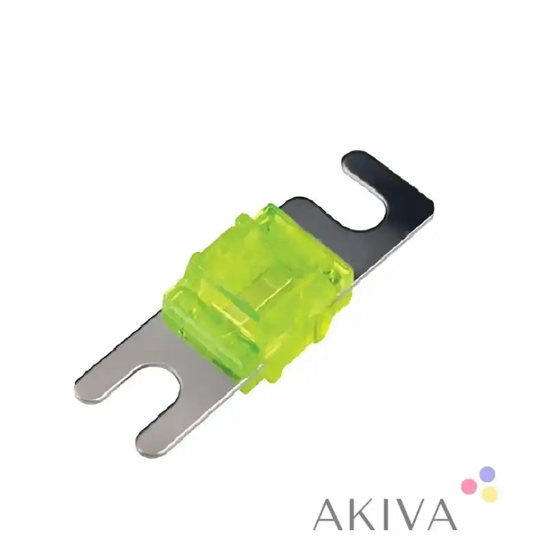 Bright lime-green MIDI-fuse 80A/32V holder with silver terminals, 5-pack