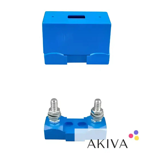 Blue electrical fuse block with cover for modular fuse holder in MEGA-fuse applications