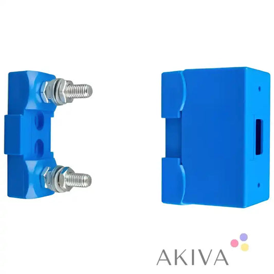 Blue modular fuse holder for MEGA fuse with silver terminals