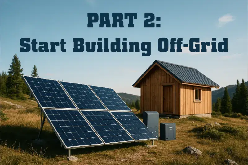 solar panels and a wooden hut in the field