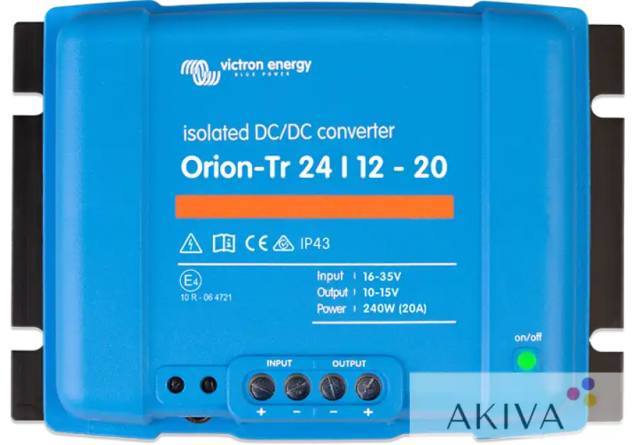 Blue Victron Energy Orion-Tr 24/12-9A Isolated DC-DC Converter for efficient power conversion