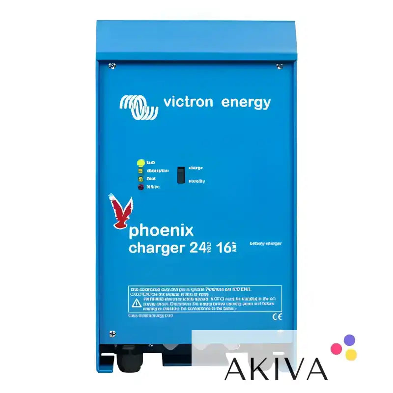 Blue Victron Energy Phoenix Charger 24/16 (2+1) for off-grid power solutions, 120-240V