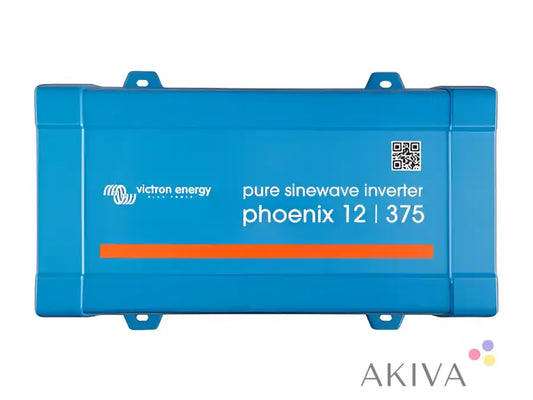 Blue rectangular victron energy phoenix inverter 12|375 pure sinewave with orange stripe for off-grid power solutions direct iec