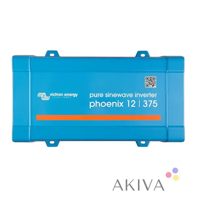 Blue plastic victron energy phoenix inverter 12 375 with orange stripe for off-grid power solutions direct schuko model