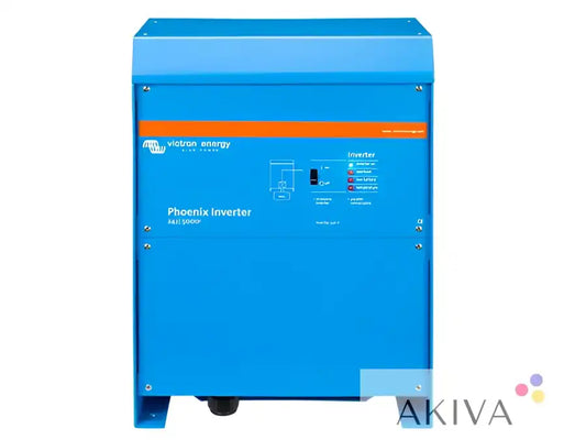 Blue Victron Energy Phoenix inverter 2411500p with orange accent and control panel for off-grid power solutions
