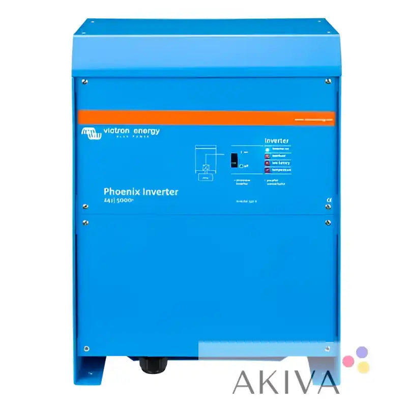 Blue victron energy phoenix inverter 24v 3000w with orange accent and control panel for 230v smart off-grid power solutions