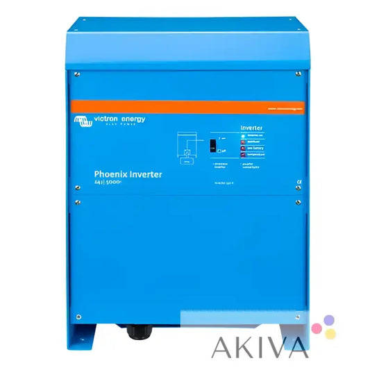 Blue victron energy phoenix inverter 24v 3000w with orange accent and control panel for 230v smart off-grid power solutions