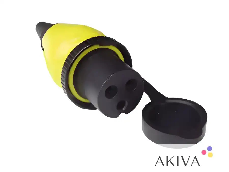 Yellow and black Plug 32A/250Vac with protective cap for Power Inlet 32A