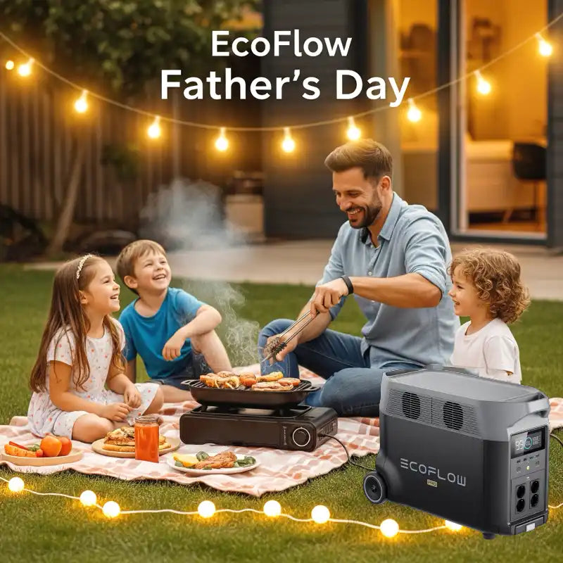 family enjoying a bbq with an ecoflow delta pro
