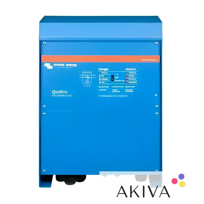 Blue Quattro 12/5000/220-100/100 230V VE.Bus power inverter/charger displayed prominently