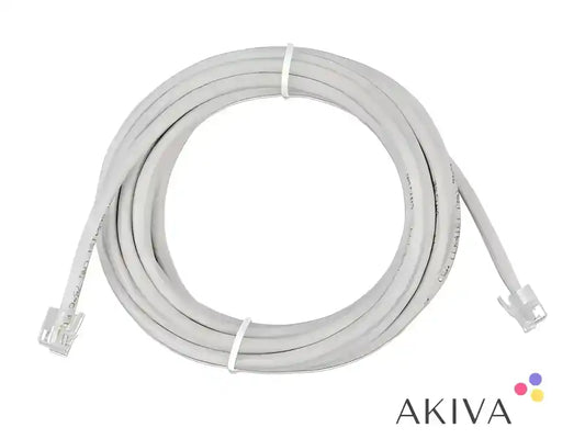 Gray RJ12 UTP cable with RJ11 connectors, ideal for reliable network connections