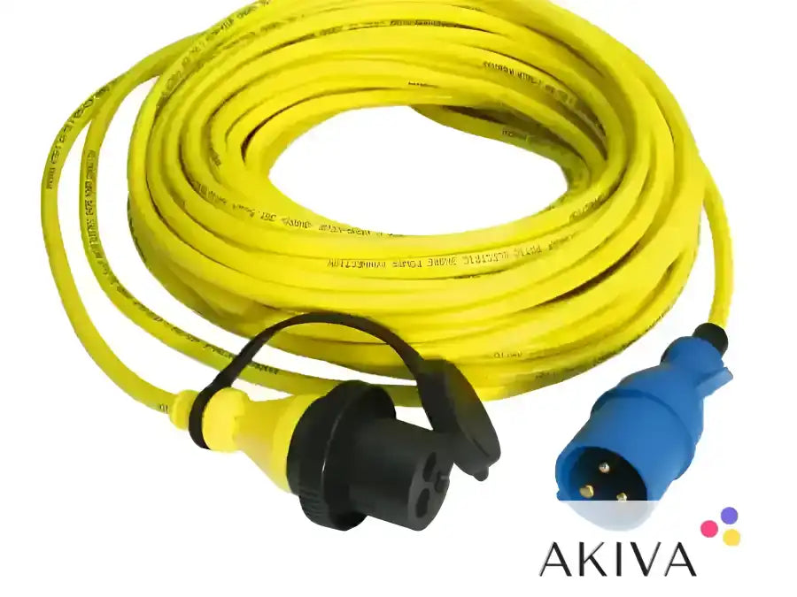 Yellow Shore Power Cord 25m with blue and yellow plugs for reliable power supply