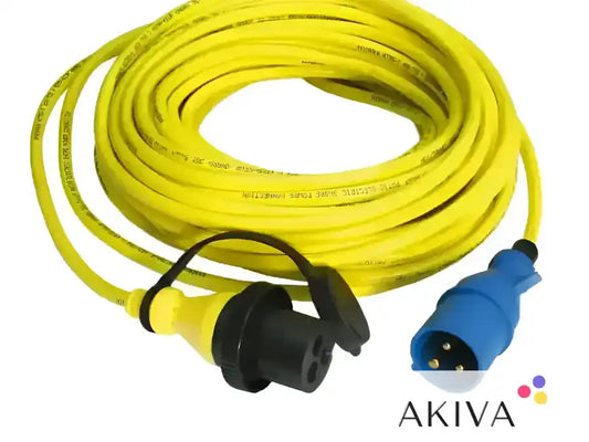 Yellow Shore Power Cord 25m with blue and yellow plugs for reliable power supply