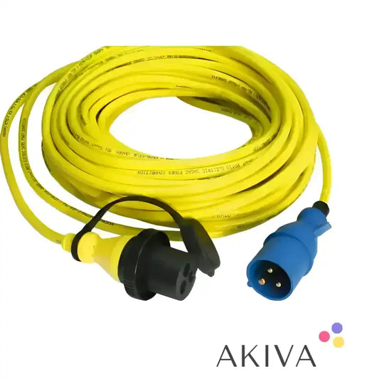 Yellow Shore Power Cord 25m 32A with blue and yellow plugs for 250Vac use