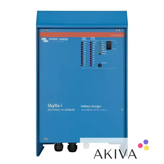 Blue Skylla-i 24/80(3) 230V battery charger with indicator lights for off-grid power solutions