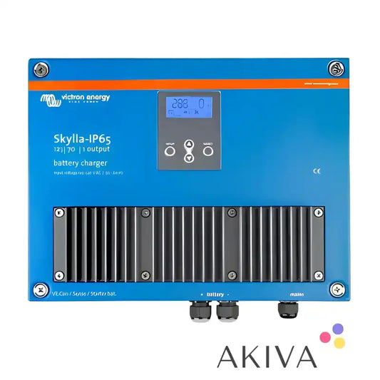 Blue Victron Energy battery charger Skylla-IP65 12/70 120-240V for off-grid power solutions