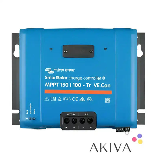 Blue SmartSolar charge controller in SmartSolar MPPT 150/100-Tr VE.Can for off-grid power solutions
