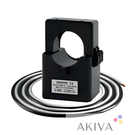 Black split core current transformer STC36 with attached wires for accurate core current measurement