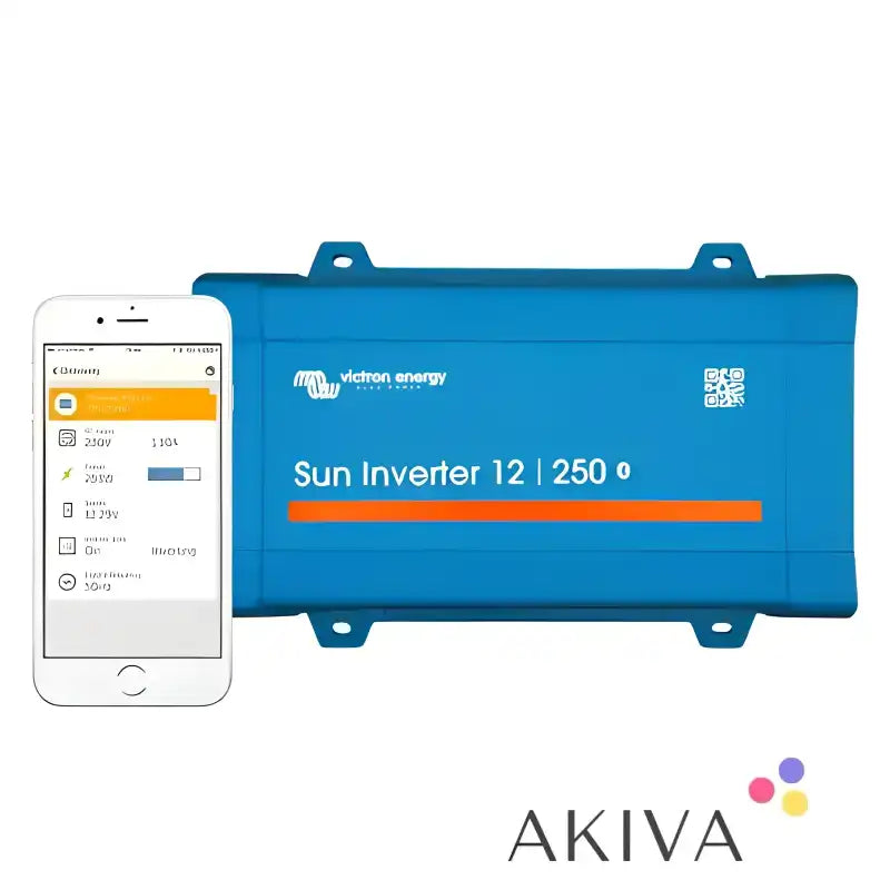 Blue Sun Inverter 12/250-15 IEC with smartphone for off-grid power solutions