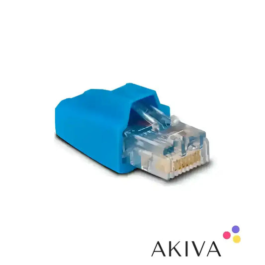 Blue RJ45 connector with strain relief for VE.Can RJ45 terminator, ideal for off-grid power solutions
