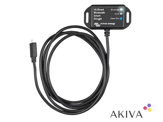Black VE.Direct Bluetooth Smart Dongle with cable for seamless connectivity