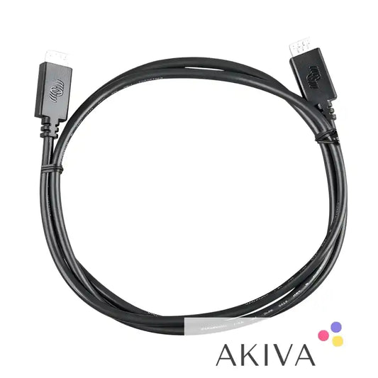 Black USB cable with connectors for VE.Direct Cable 1.8m, ideal for off-grid power solutions
