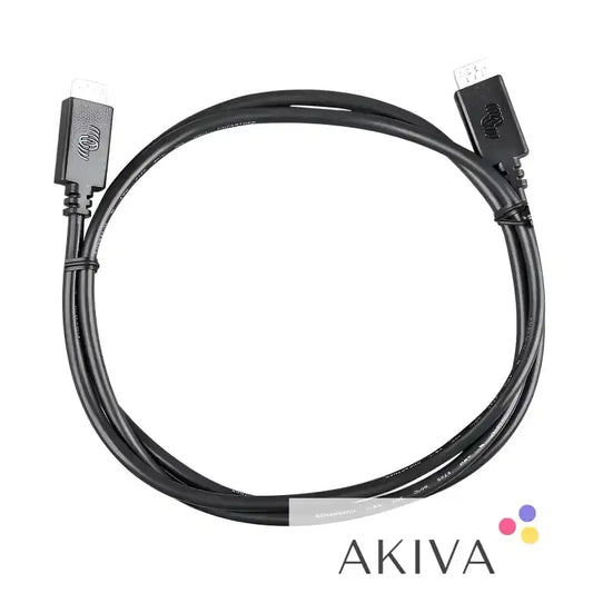 Black USB cable with connectors for VE.Direct Cable 3m, ideal for Off-Grid Power Solutions