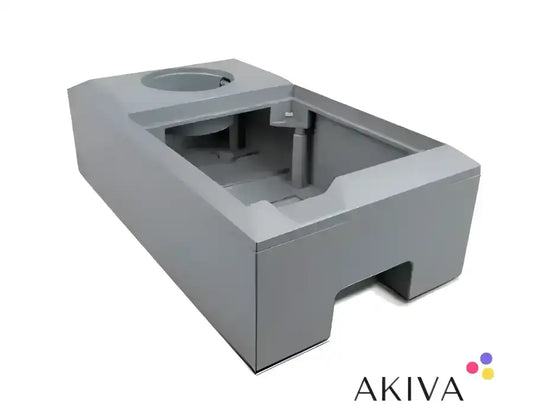 Gray plastic wall mounted enclosure with circular opening for Color Control GX and BMV