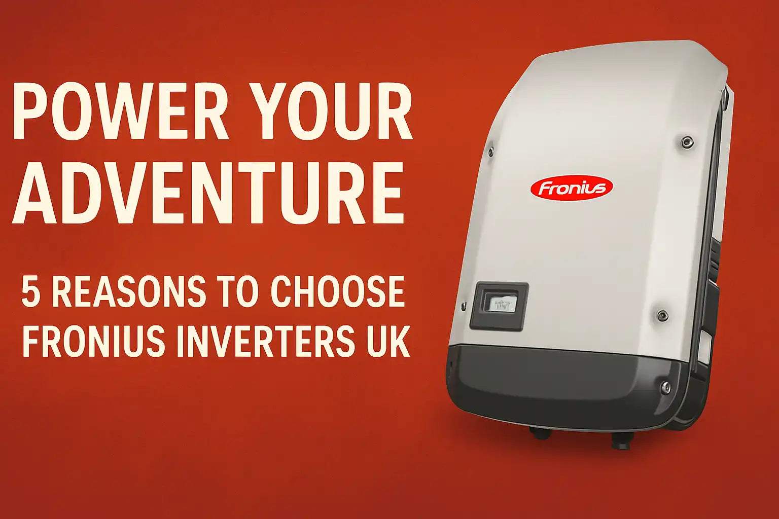 white fronius inverter set against a red background